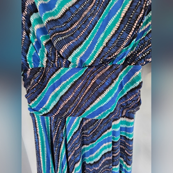 Plenty by Tracy Reese Blue Wave Pattern Cowl Frock Dress - Lined - Size L - Picture 3 of 9